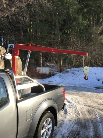 Montagekran Moritz montiert auf Pickup
